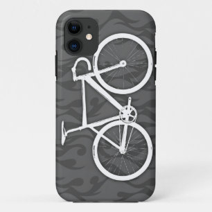Fiery Track Bike - white on grey iPhone 11 Case