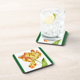 Fiery Tulips on a Set of Coasters