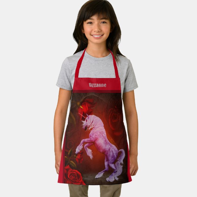 Fiery Unicorn Horse Personalised Apron (Insitu)