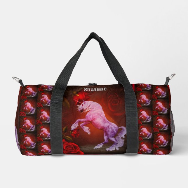 Fiery Unicorn Horse Personalised Duffle Bag (Front)