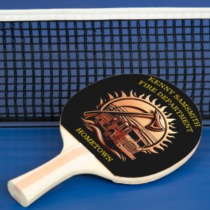 Fiery Valour Intricate Heroic Design Of Fire Truck Ping Pong Paddle