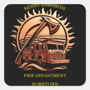 Fiery Valour Intricate Heroic Design Of Fire Truck Square Sticker