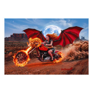 Fiery Vampire Foxella Biker Babe Photo Print