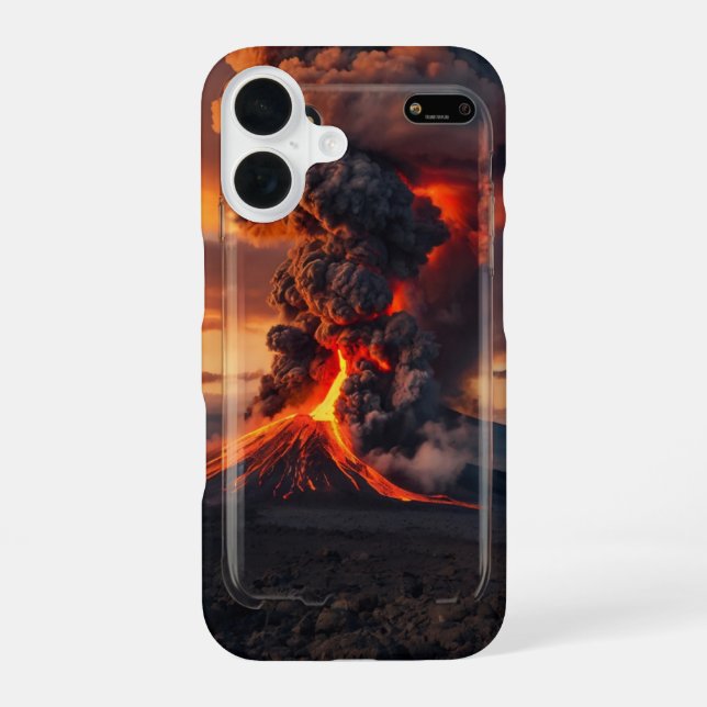 Fiery Volcano Horizon iPhone 16 Case (Back)