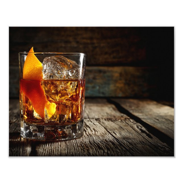 Fiery Whiskey Glass Rustic Dark Mood Photo Print (Front)
