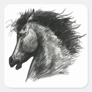 Fiery Wild Horse Square Sticker