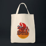 Fiery William Shakespeare Hell is Empty Tote Bag<br><div class="desc">Show off your literary side with this design featuring the quote from William Shakespeare’s The Tempest “Hell is empty, and all the devils are here” against an orange fire that looks great on a light colour tote bag. *Please note that the Zazzle Watermark that appears in the zoom preview will...</div>
