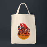 Fiery William Shakespeare Hell is Empty Tote Bag<br><div class="desc">Show off your literary side with this design featuring the quote from William Shakespeare’s The Tempest “Hell is empty, and all the devils are here” against an orange fire that looks great on a light colour tote bag. *Please note that the Zazzle Watermark that appears in the zoom preview will...</div>