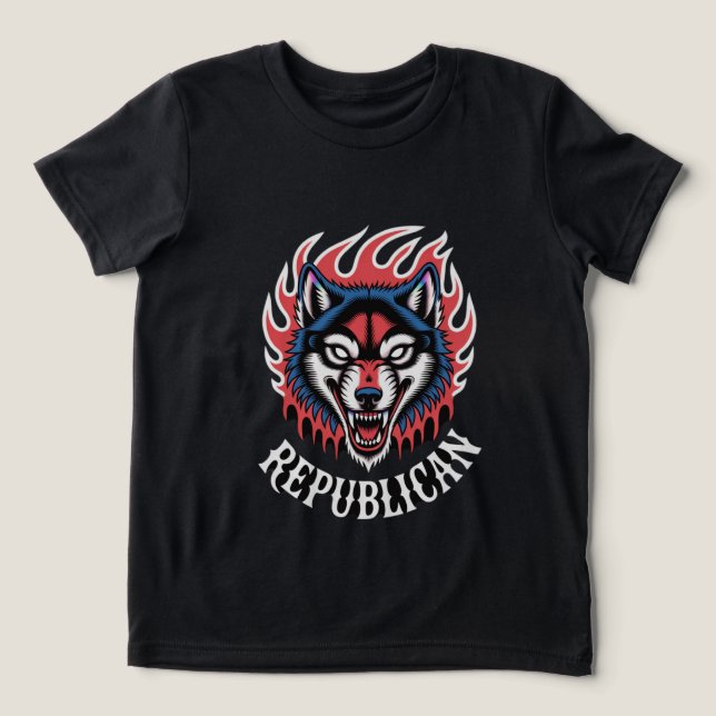  Fiery Wolf Head Aggressive Fire Wolf Bold Animal  Tri-Blend Shirt (Design Front)