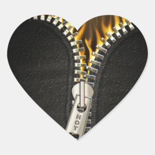 Fiery Zipper Heart Sticker