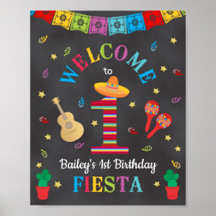 Fiesta 1st Birthday Chalkboard Welcome Sign