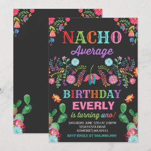 Fiesta 1st Birthday Invitation Nacho Average Party