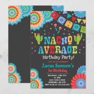Fiesta 1st Birthday Invitation Nacho Average Party