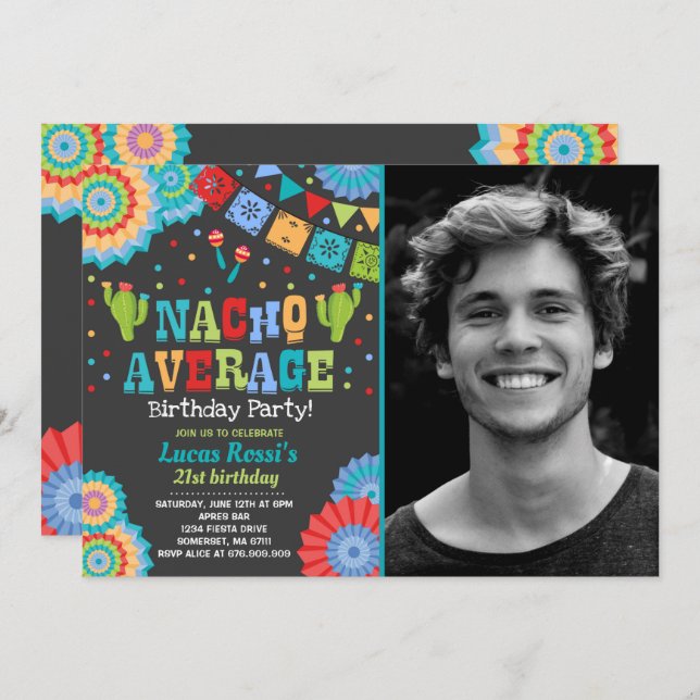 Fiesta 21st Birthday Invitation Nacho Average 21st (Front/Back)