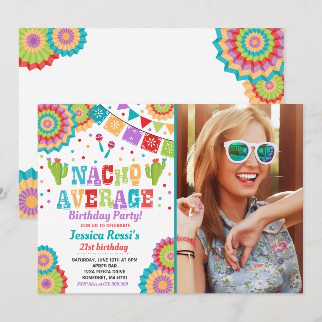 Fiesta 21st Birthday Invitation Nacho Average 21st (Front/Back)