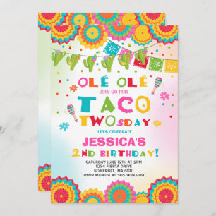 Fiesta 2nd Birthday Invitation Taco Twosday Party
