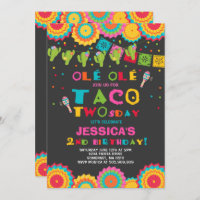 Fiesta 2nd Birthday Invitation Taco Twosday Party
