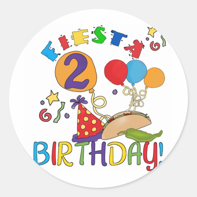 Fiesta 2nd Birthday T shirts and Gifts Classic Round Sticker (Front)