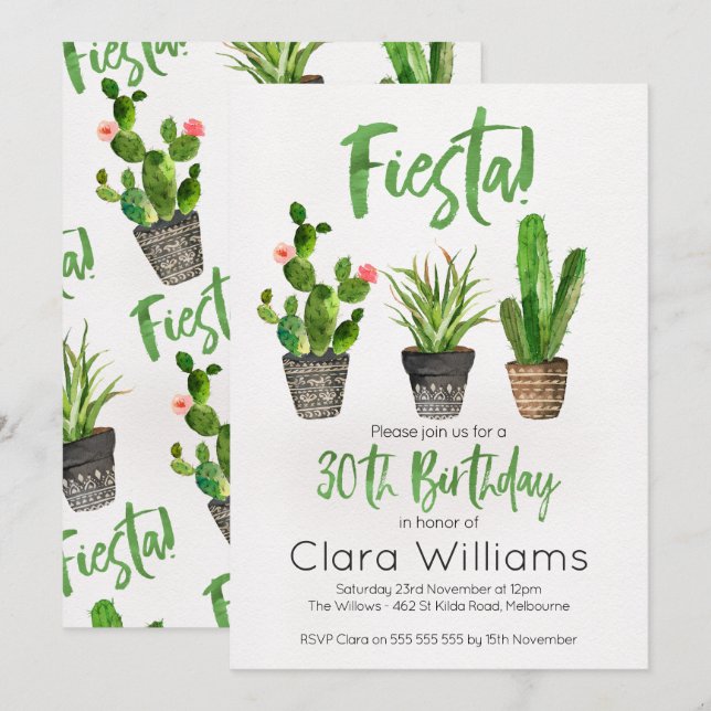 Fiesta 30th Birthday Invitation (Front/Back)