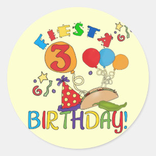 Fiesta 3rd Birthday T-shirts and Gifts Classic Round Sticker