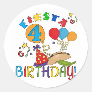 Fiesta 4th Birthday T-shirts and Gifts Classic Round Sticker
