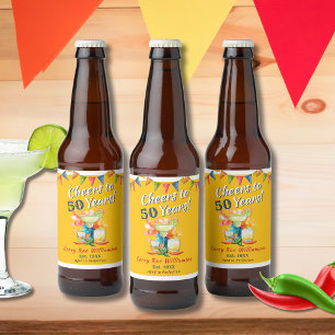Fiesta 50th Birthday Cheers to 50 Years Themed Beer Bottle Label