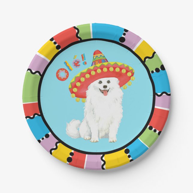 Fiesta American Eskimo Dog Paper Plate (Front)