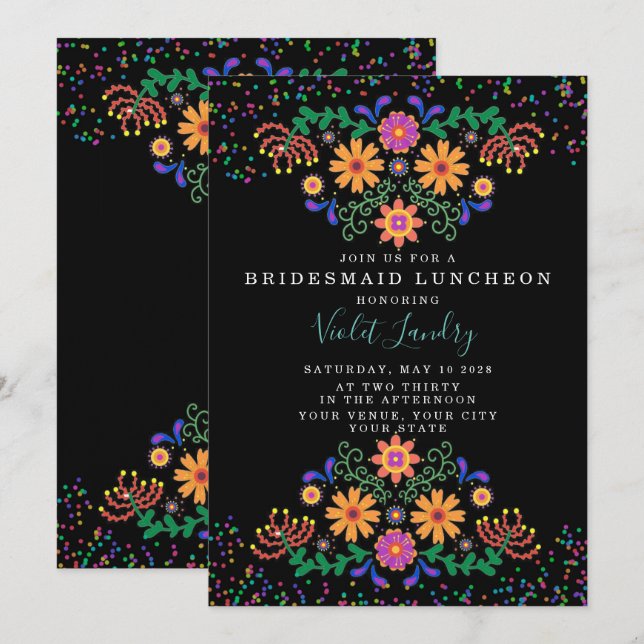Fiesta and Cactus Colourful Bridesmaids Luncheon Invitation (Front/Back)