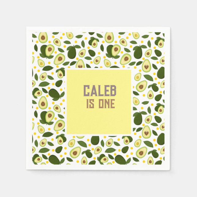  Fiesta Avocado Holy Guacamole 1st Birthday Party Napkin (Front)