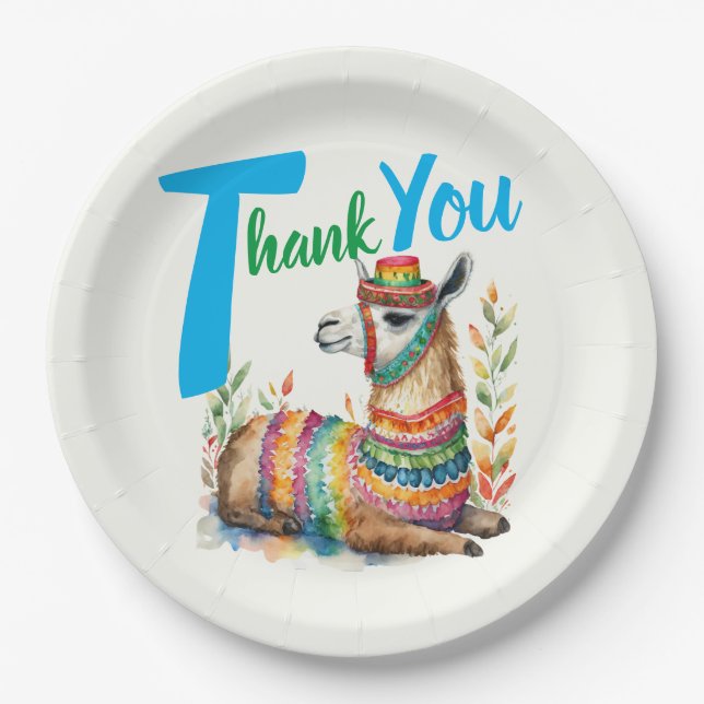 Fiesta Baby Boy Muchacho Shower Partyware Llama Paper Plate (Front)