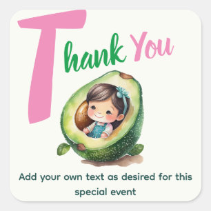 Fiesta Baby Girl Shower Avocado Cute Fun Modern Square Sticker