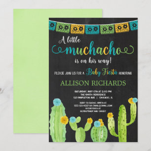 Fiesta baby shower boy little muchacho invitation