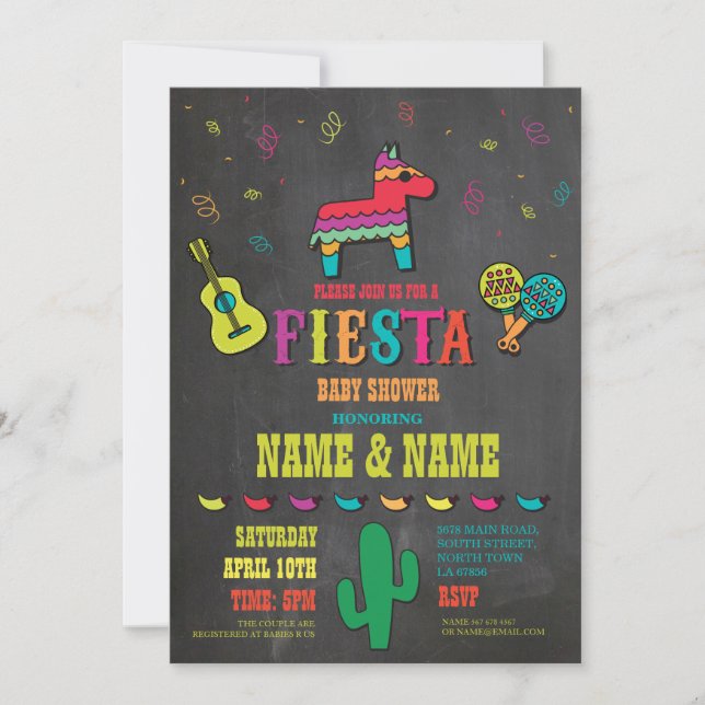 Fiesta Baby Shower Couples Chalk Mexican Invite (Front)