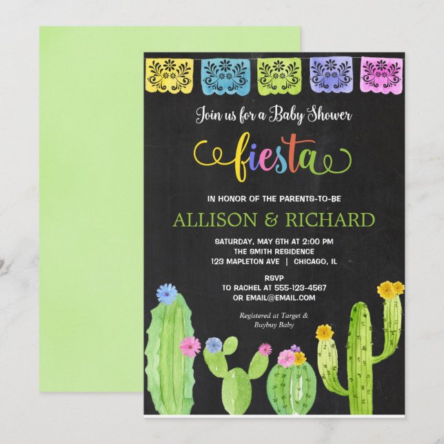 Fiesta baby shower couples invitation (Front/Back)