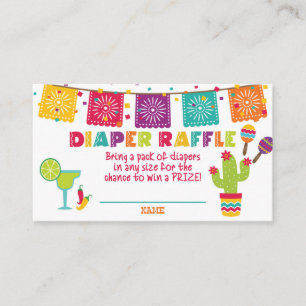 Fiesta Baby Shower Diaper Raffle Card - White