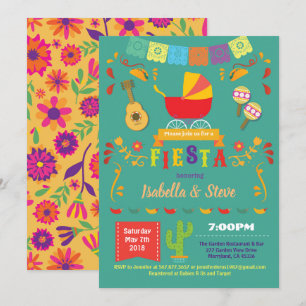Fiesta baby shower gender neutral green invitation