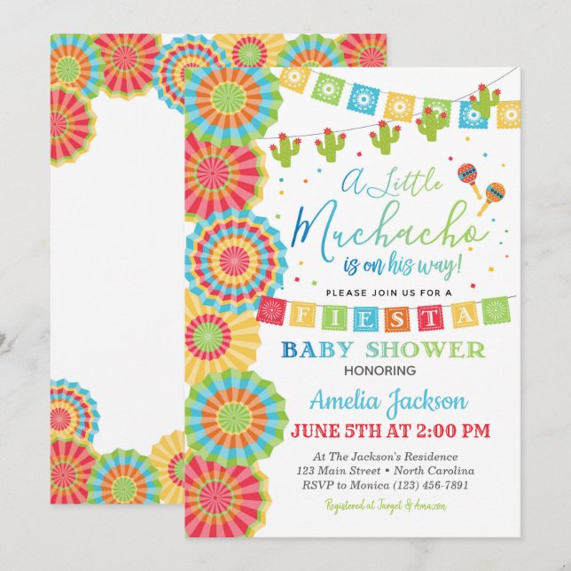 Fiesta Baby Shower Invitation Boy Fiesta Shower (Front/Back)