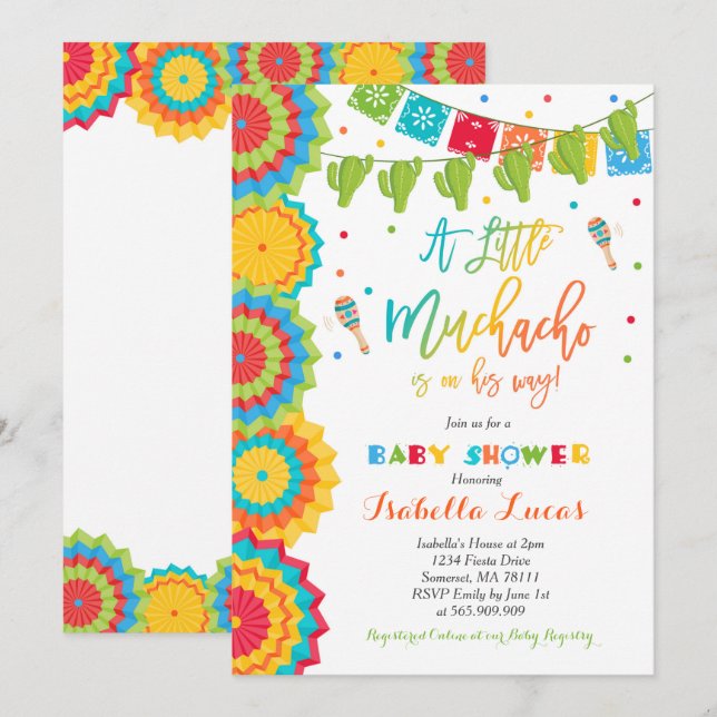 Fiesta Baby Shower Invitation Boy Fiesta Shower (Front/Back)