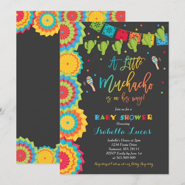 Fiesta Baby Shower Invitation Boy Fiesta Shower (Front/Back)