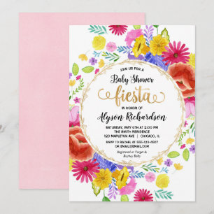 Fiesta baby shower invitation, floral watercolors invitation