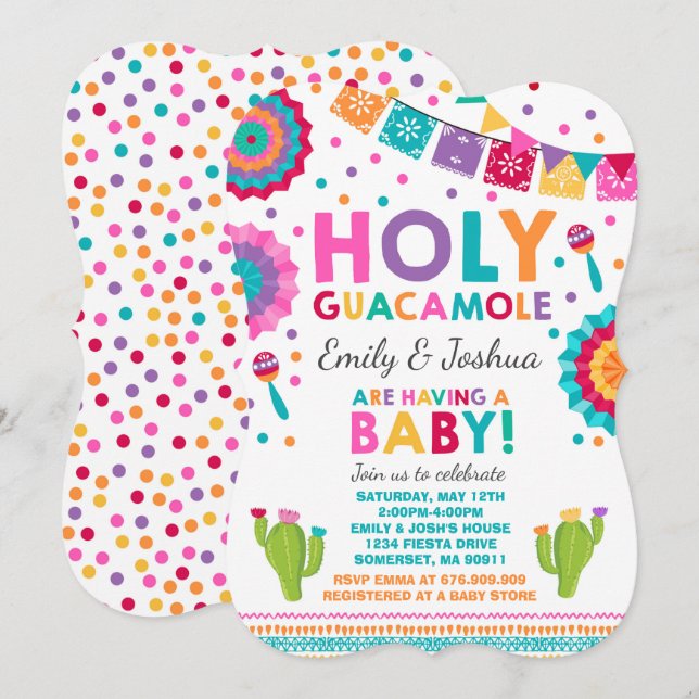 Fiesta Baby Shower Invitation Holy Guacamole Party (Front/Back)