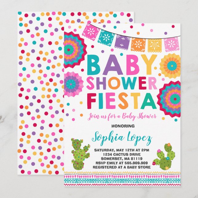 Fiesta Baby Shower Invitation Mexican Baby Shower (Front/Back)