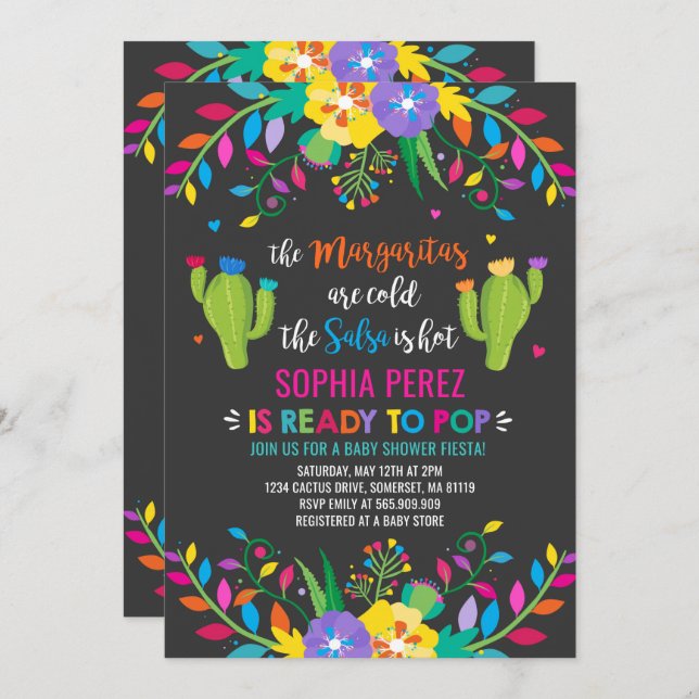 Fiesta Baby Shower Invitation Mexican Baby Shower (Front/Back)