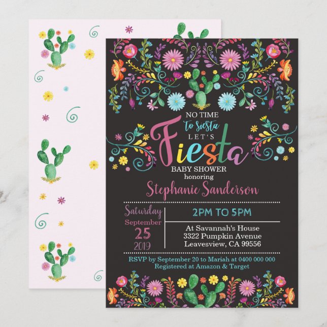 Fiesta Baby Shower Invitation Mexican Baby Shower (Front/Back)