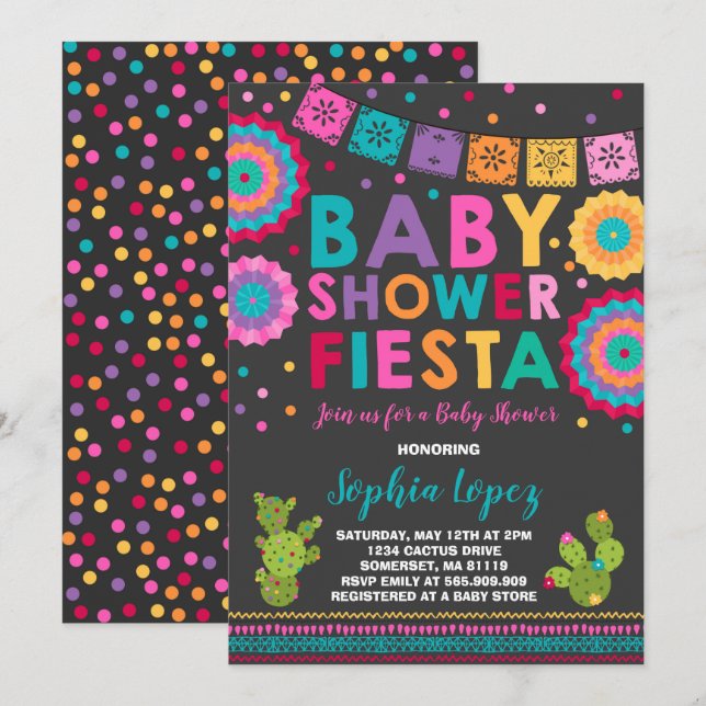 Fiesta Baby Shower Invitation Mexican Baby Shower (Front/Back)