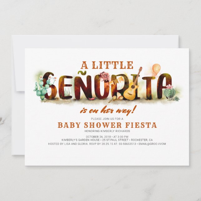 Fiesta Baby Shower Invitation Mexican Fun (Front)