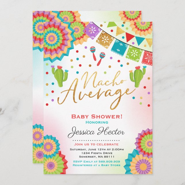 Fiesta Baby Shower Invitation Nacho Average Shower (Front/Back)