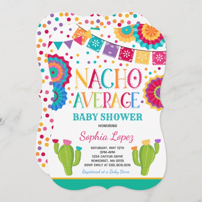 Fiesta Baby Shower Invitation Nacho Average Shower (Front/Back)