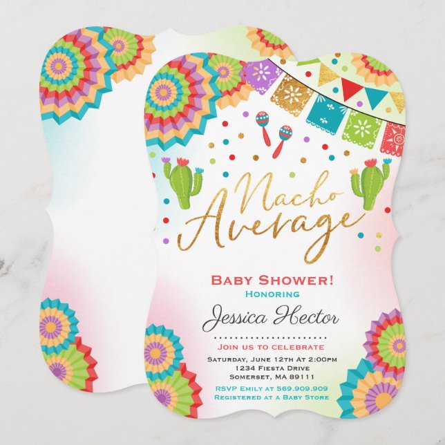 Fiesta Baby Shower Invitation Nacho Average Shower (Front/Back)