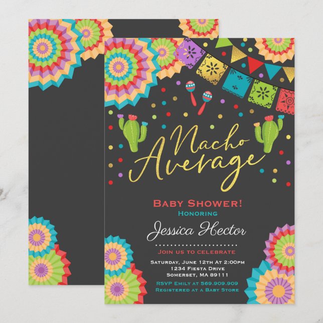 Fiesta Baby Shower Invitation Nacho Average Shower (Front/Back)